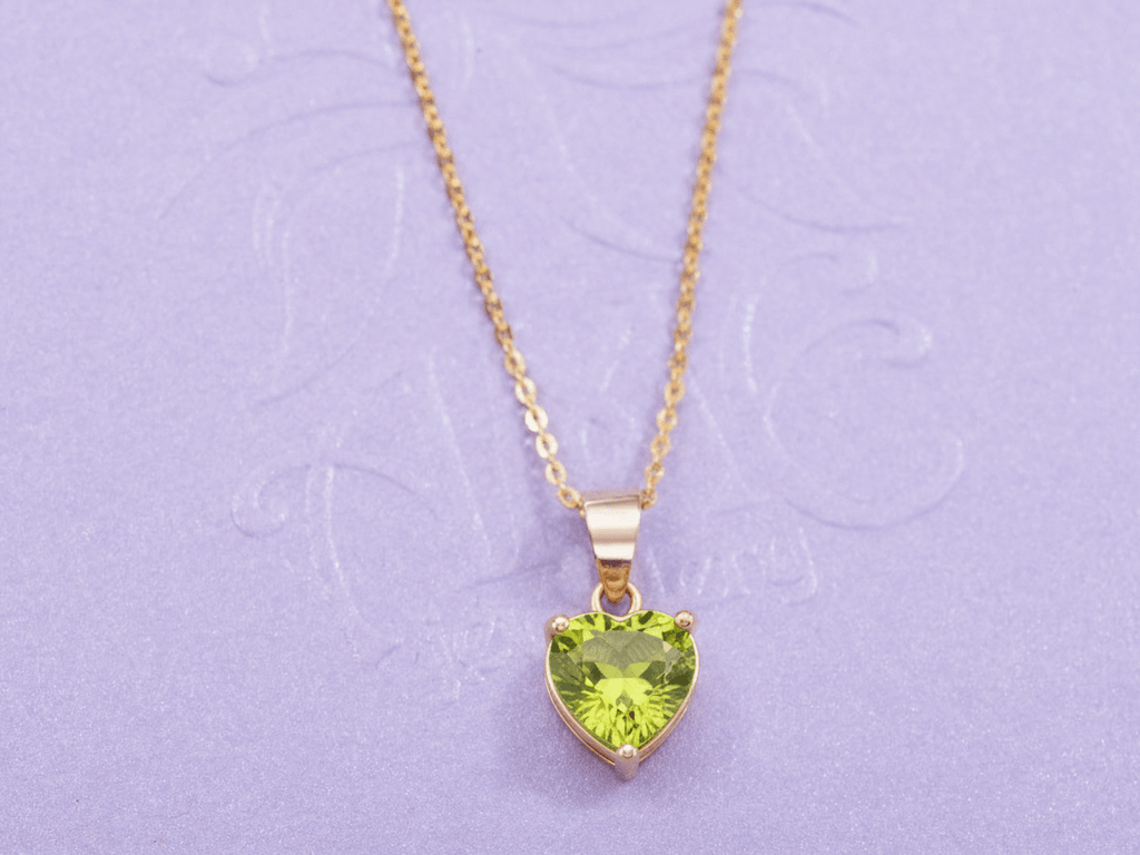 Mặt dây chuyền Vàng Đá quý tự nhiên Heart Peridot Pendant in 14K Yellow Gold by AME Jewellery