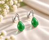 Natural Teardrop Jadeite Earrings in Sterling Silver - AME Jewellery