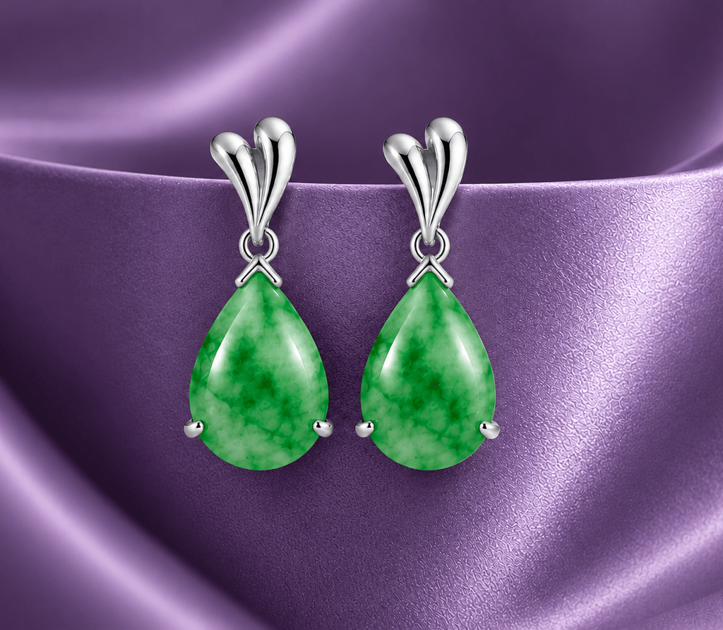 Boucles d’oreilles en argent sterling et jadéite naturelle taille poire - AME Jewellery
