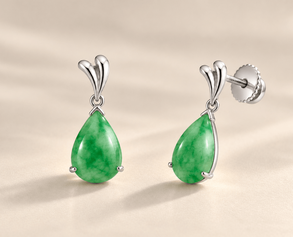 Bông tai cẩm thạch thiên nhiên hình giọt lệ - AME Jewellery