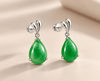 Boucles d’oreilles en argent sterling et jadéite naturelle taille poire - AME Jewellery