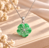 Natural Jadeite Jade (翡翠 Fěicuì) Apricot Blossom Pendant in sterling silver by AME Jewellery.