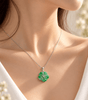 Natural Jadeite Jade (翡翠 Fěicuì) Apricot Blossom Pendant in sterling silver by AME Jewellery.
