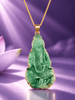 Natural Jadeite (翡翠 Fěicuì) Guanyin Buddha Pendant Necklace in 14K Yellow Gold - AME Jewellery.