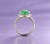 Natural half-round cabochon Jadeite halo adjustable (翡翠 Fěicuì) ring in sterling silver by AME Jewellery. 