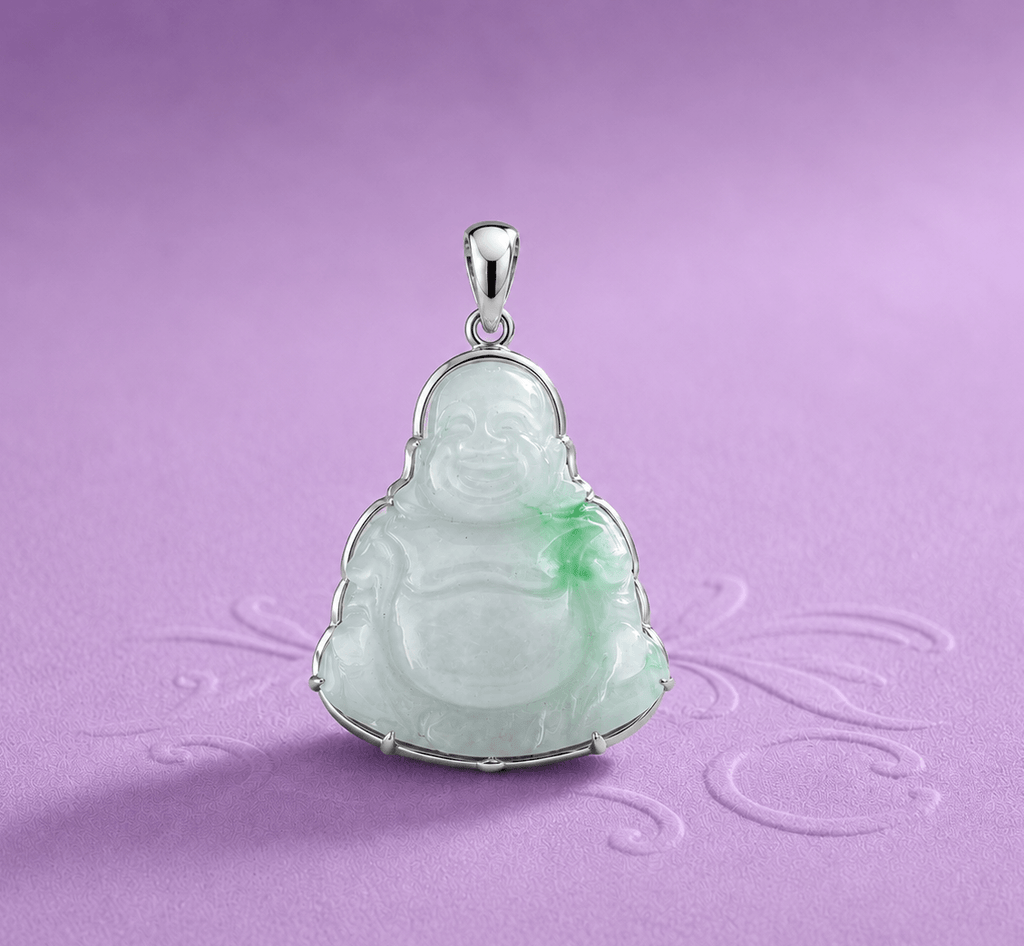 Mặt dây chuyền Tượng Phật Di Lặc cẩm thạch thiên nhiên - AME Jewellery