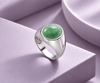 Natural Oval cabochon Jadeite Signet Ring in Sterling Silver – Unisex - AME Jewellery