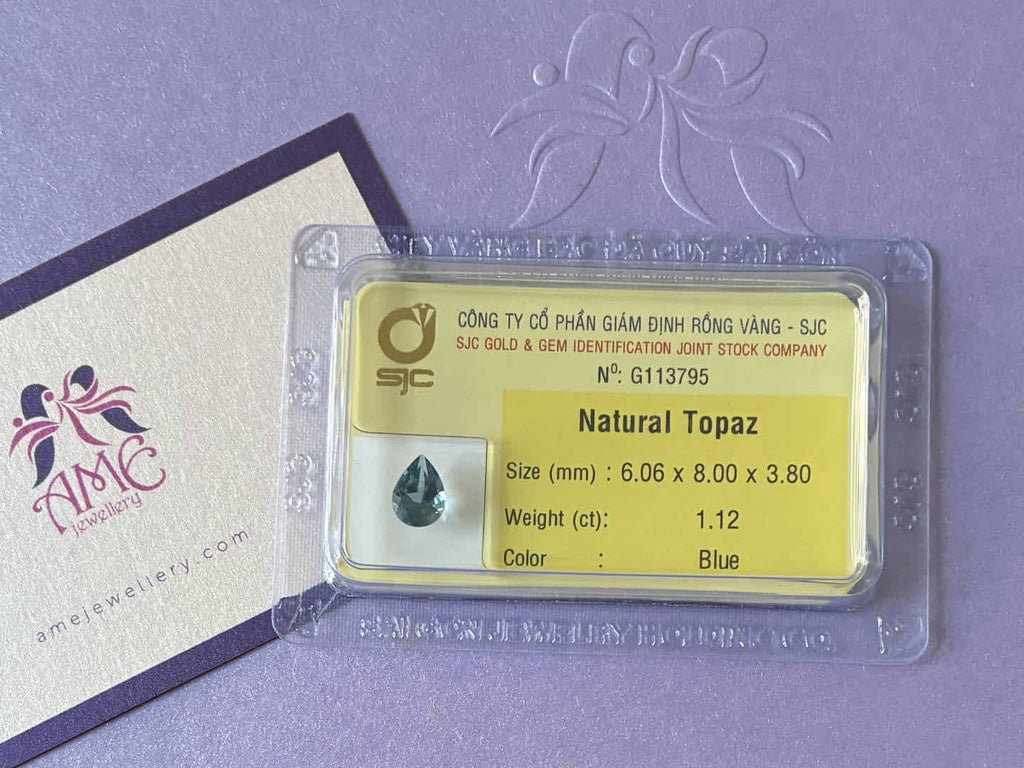 Đá quý tự nhiên Natural Pear-cut London Blue Topaz from AME Jewellery