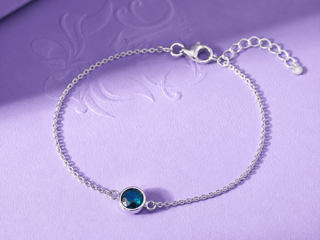 Natural London Blue Topaz Solitaire Bracelet in Sterling Silver - AME Jewellery