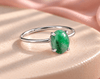 Natural oval cabochon Jadeite (翡翠 Fěicuì) Ring in sterling silver by AME Jewellery