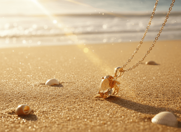 Mặt dây Vàng Đá quý tự nhiên Oval Citrine Pendant in 14K Yellow Gold by AME Jewellery