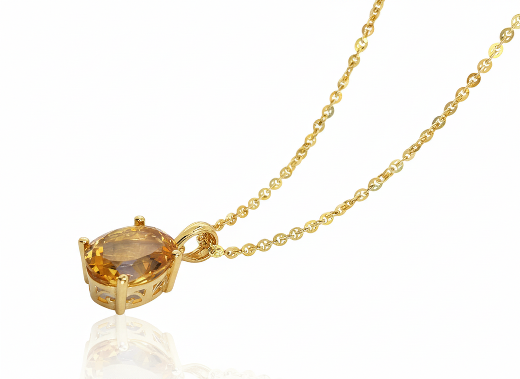 Mặt dây Vàng Đá quý tự nhiên Oval Citrine Pendant in 14K Yellow Gold by AME Jewellery
