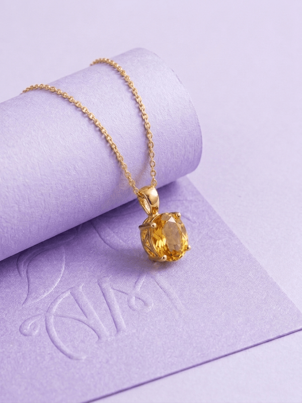 Natural Oval-cut Citrine Pendant in 14K Yellow Gold - AME Jewellery