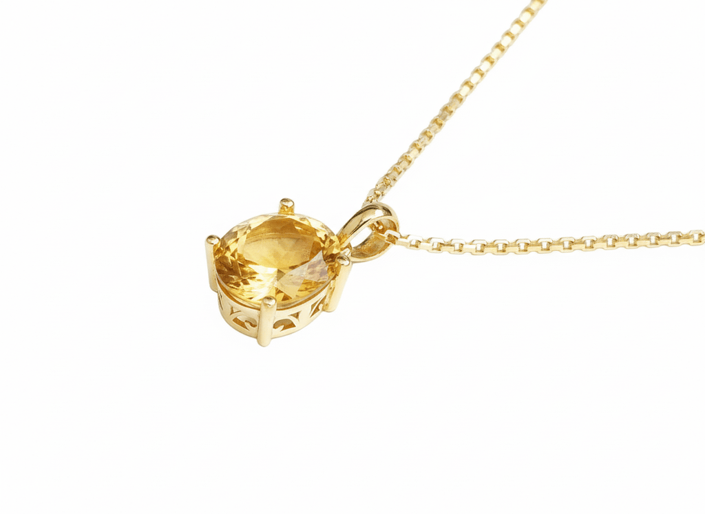 Mặt dây Vàng Đá quý tự nhiên Oval Citrine Pendant in 14K Yellow Gold by AME Jewellery