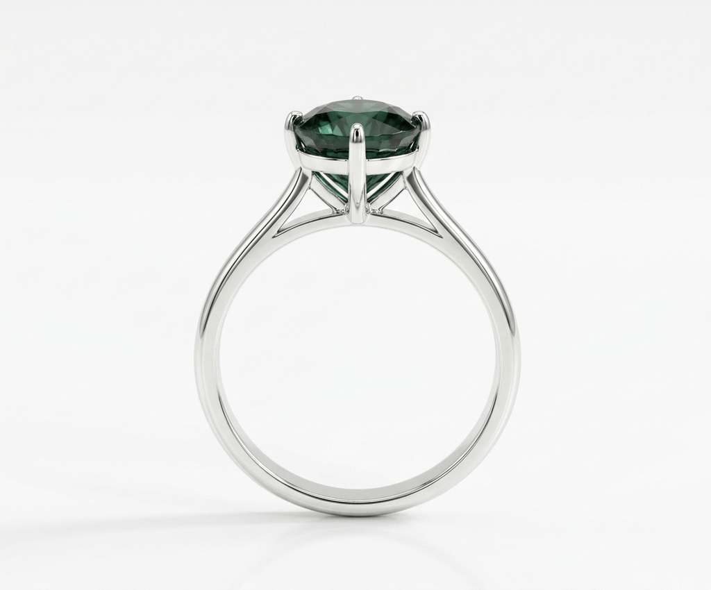 Nhẫn Vàng trắng Đá quý tự nhiên Oval Green Tourmaline Ring in 14K White Gold by AME Jewellery