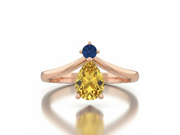 Nhẫn Vàng hồng Đá quý tự nhiên Natural Pear-cut Citrine & Blue Topaz Ring in 14K Rose Gold by AME Jewellery
