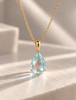3.95-carat natural pear-cut Aquamarine pendant in 14K yellow gold by AME Jewellery. 