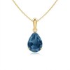 Natural pear London blue topaz pendant necklace in 14K yellow gold by AME Jewellery