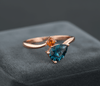 Nhẫn Vàng hồng Đá quý tự nhiên Natural Pear-cut London Blue Topaz & Orange Sapphire Ring in 14K Rose Gold by AME Jewellery