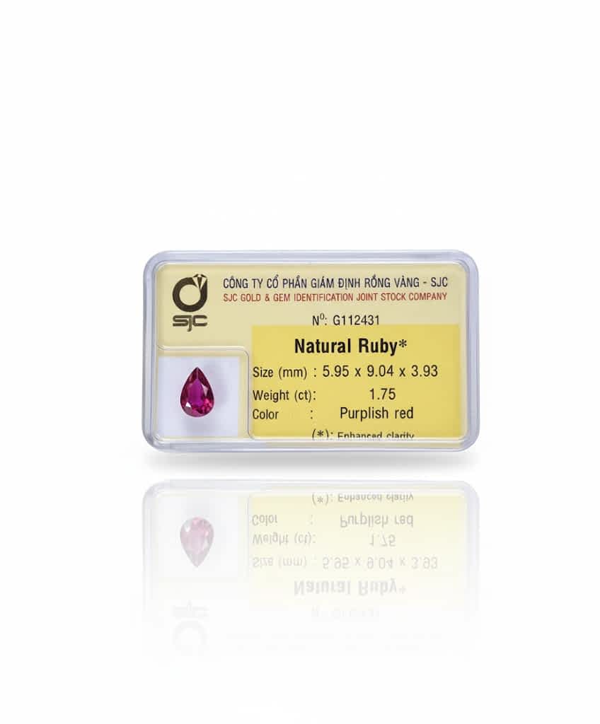 Đá quý tự nhiên Pear-cut Purplish Red Ruby from AME Jewellery