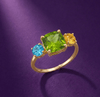 Nhẫn vàng 14K đá quý tự nhiên Peridot, citrine và blue topaz - AME Jewellery