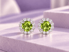 Natural Peridot Halo Earrings in Sterling Silver - AME Jewellery