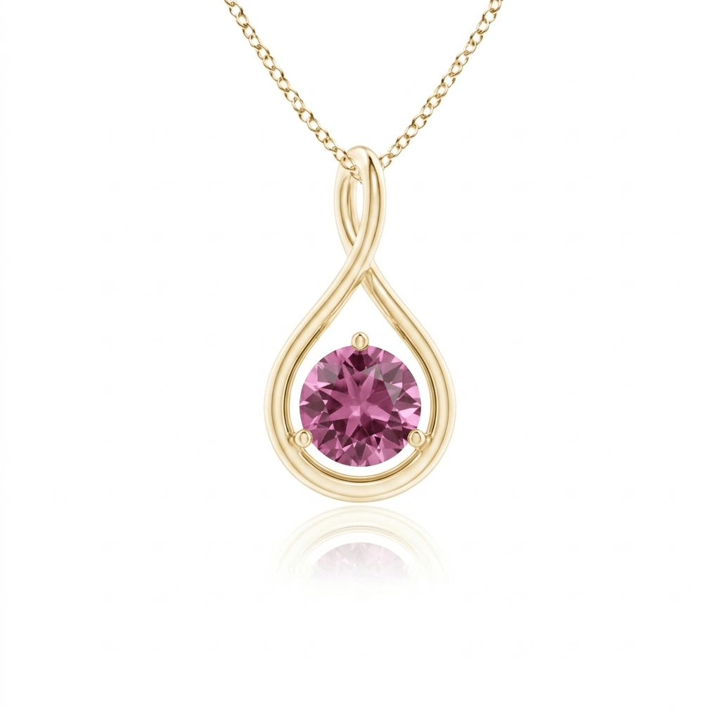 Mặt dây chuyền Vàng Đá quý tự nhiên Natural Pink Tourmaline Pendant Necklace in 14K Yellow Gold by AME Jewellery