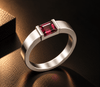 Natural Rectangular-cut Rhodolite Garnet Men's Ring in Sterling Silver - AME Jewellery