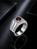 Natural Red Garnet Men's Ring in Sterling Silver - AME Jewellery
