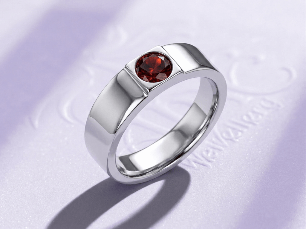 Nhẫn Đá quý tự nhiên Natural Red Garnet Ring in Sterling Silver by AME Jewellery