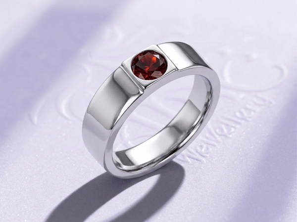 Nhẫn Đá quý tự nhiên Natural Red Garnet Ring in Sterling Silver by AME Jewellery