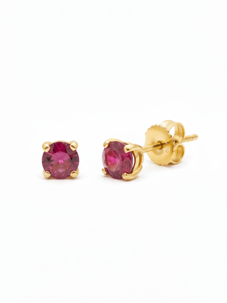 Bông tai Vàng Đá quý tự nhiên Natural Ruby Earrings in 14K Yellow Gold by AME Jewellery