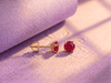 Natural Ruby 4-Prong Stud Earrings in 14K Yellow Gold - AME Jewellery