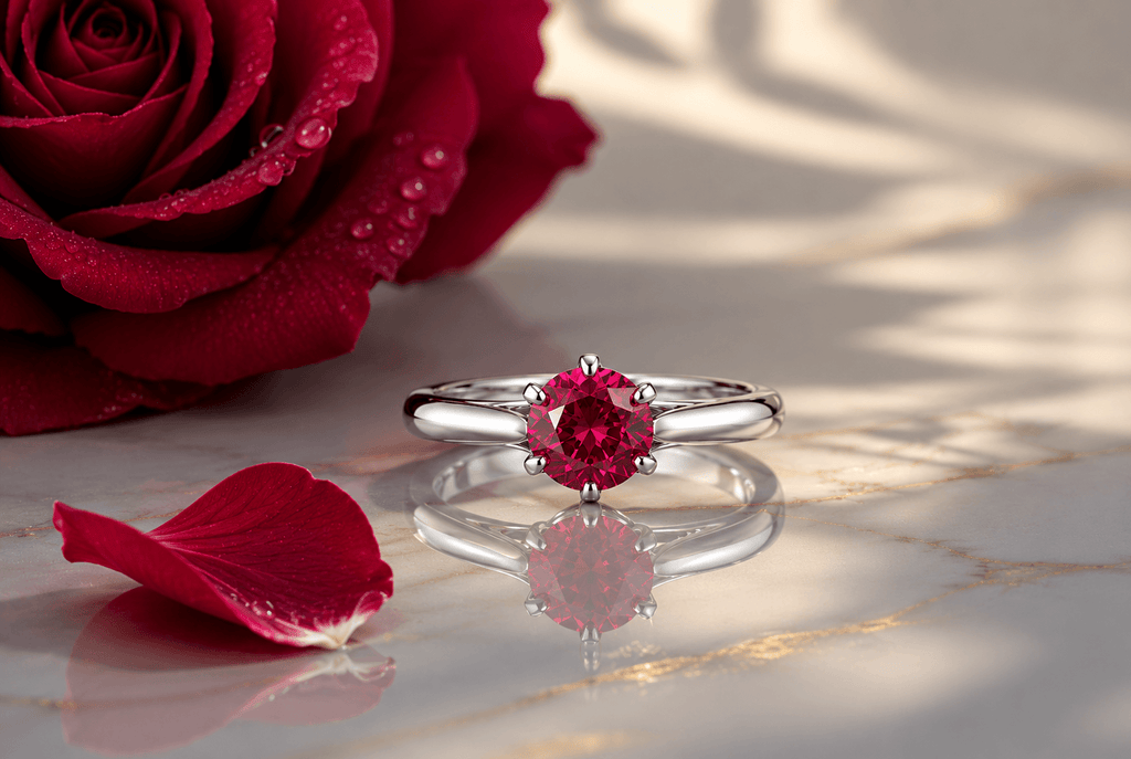 Natural Ruby Ring in 14K White Gold by AME Jewellery