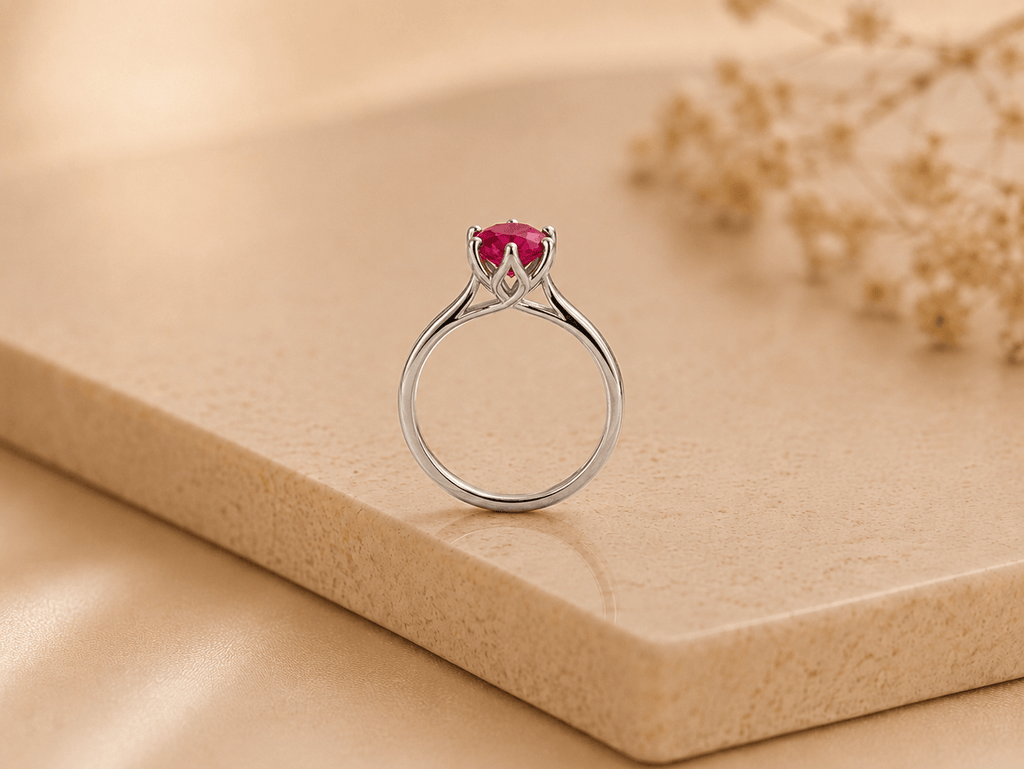 Natural Ruby Ring in 14K White Gold by AME Jewellery