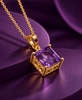 Pendentif en or jaune 14K et améthyste naturelle taille en carré - AME Jewellery.
