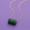 Natural Nephrite Jade Carved Lu Lu Tong Chain Necklace in 14K Yellow Gold by AME Jewellery