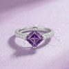Bague en améthyste taille carrée de en argent sterling - AME Jewellery