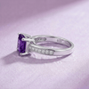 Nhẫn Đá quý tự nhiên Amethyst vuông - AME Jewellery