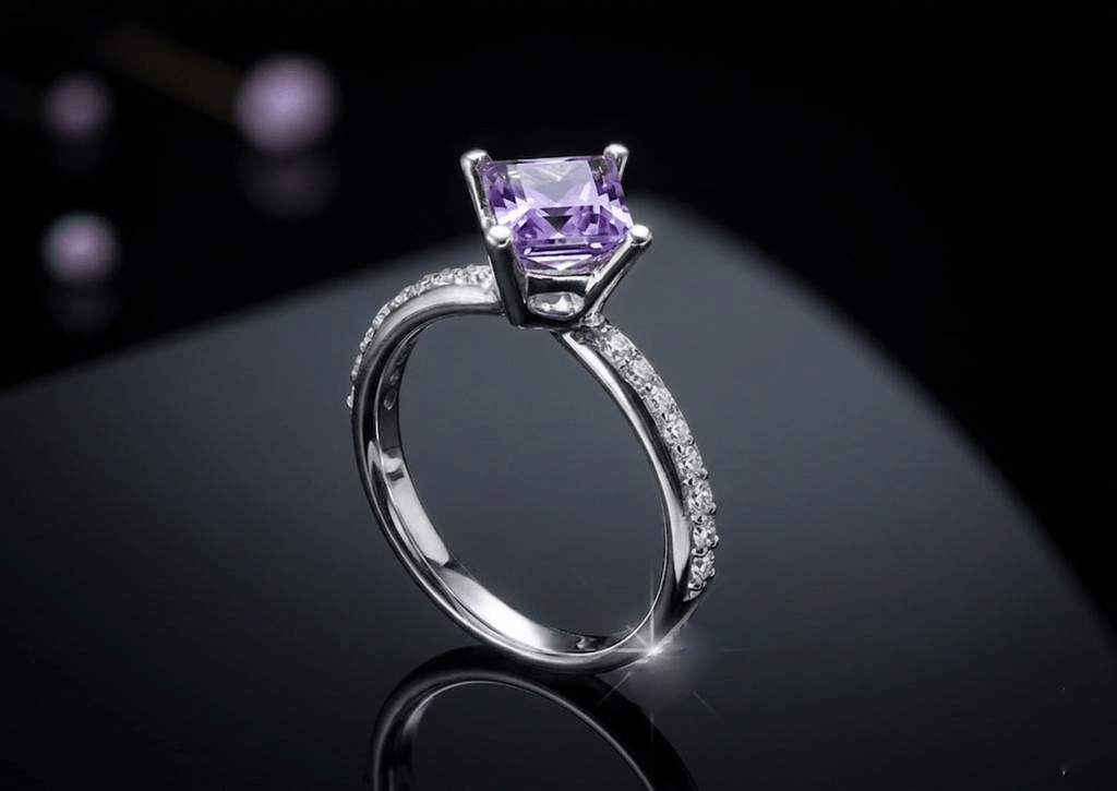 Natural Square-cut Amethyst Ring in Sterling Silver - AME Jewellery