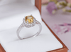 Nhẫn nữ Đá quý tự nhiên Citrine Square Halo Ring in Sterling Silver by AME Jewellery