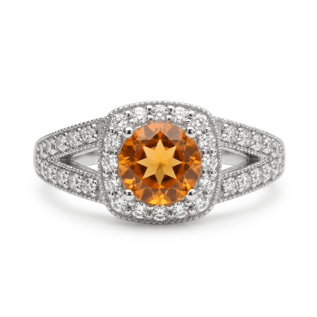 Nhẫn Đá quý thiên nhiên Citrine Vintage Ring in Sterling Silver by AME Jewellery