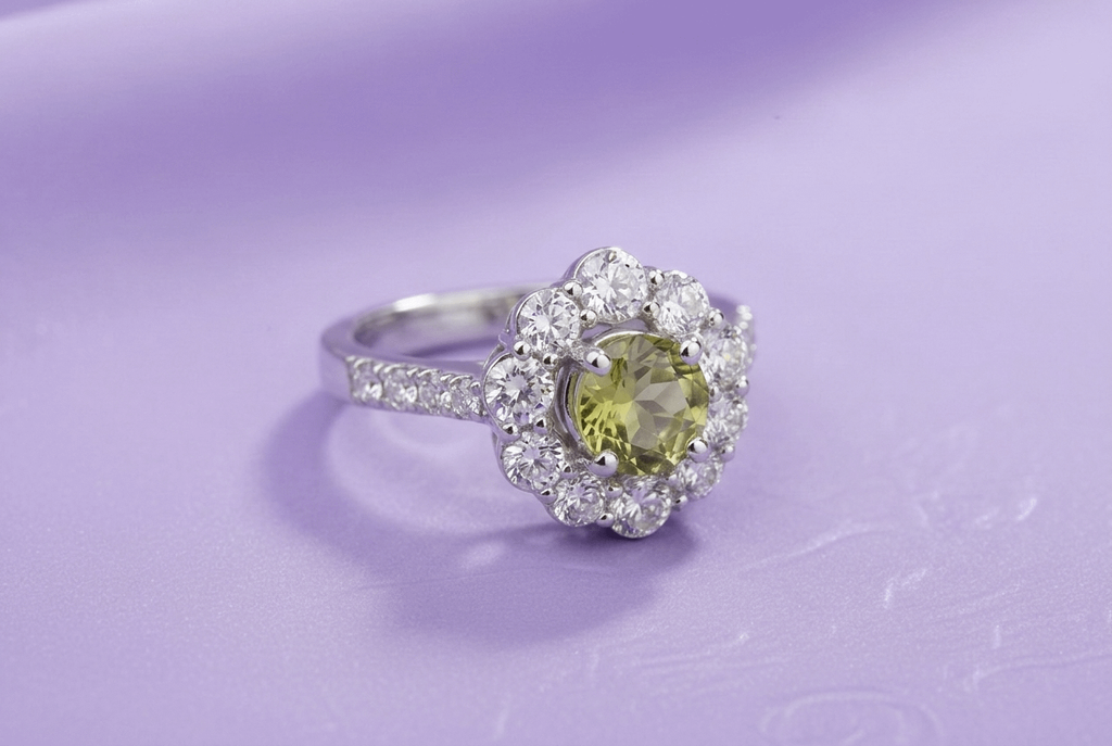 Natural Citrine halo Ring in Sterling Silver by AME Jewellery. 