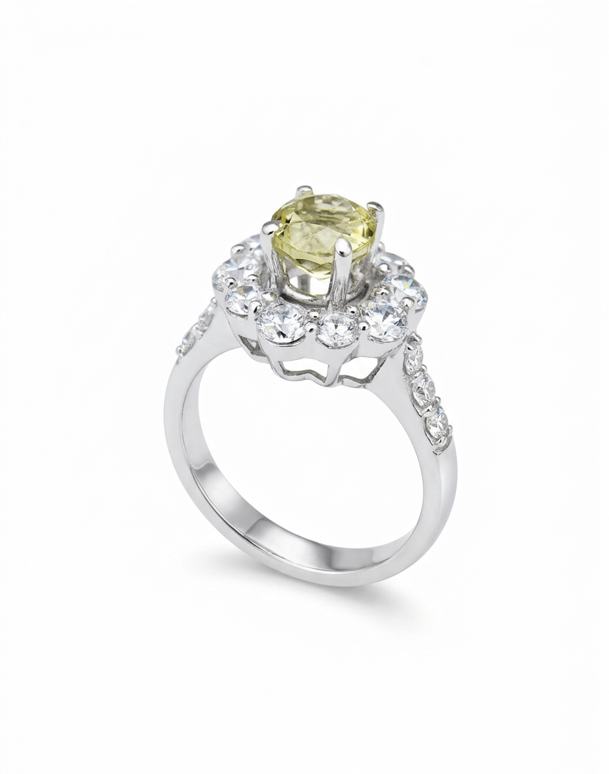 Natural Citrine halo Ring in Sterling Silver by AME Jewellery. 