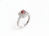 Natural Red Garnet double-square halo Ring in Sterling Silver by AME Jewellery.
