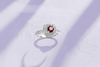 Natural Red Garnet double-square halo Ring in Sterling Silver by AME Jewellery.