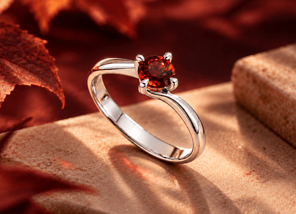 Nhẫn nữ đá quý tự nhiên Red garnet 5mm - AME Jewellery
