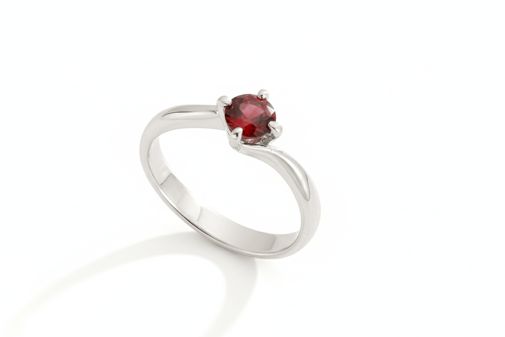 Nhẫn nữ Đá quý thiên nhiên Red Garnet Twist Ring in Sterling Silver by AME Jewellery