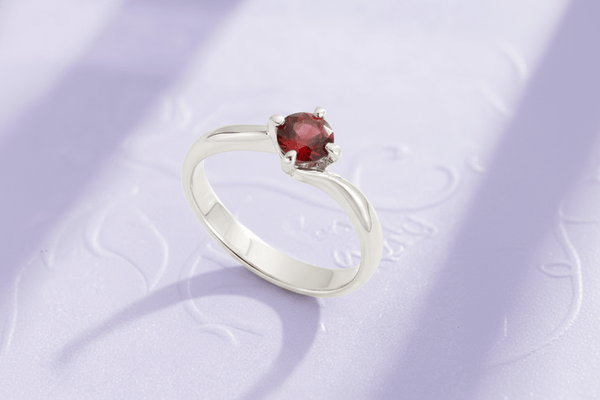 Nhẫn nữ Đá quý thiên nhiên Red Garnet Twist Ring in Sterling Silver by AME Jewellery