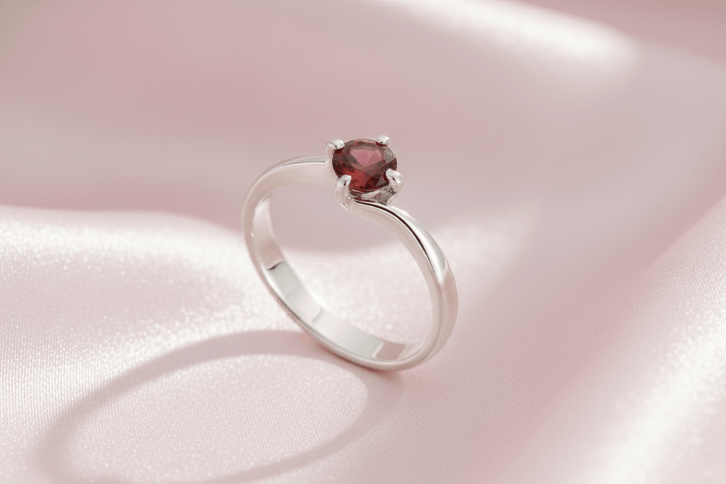 Nhẫn nữ Đá quý thiên nhiên Red Garnet Twist Ring in Sterling Silver by AME Jewellery
